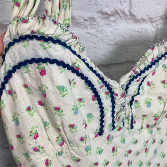 Free People Sweet Hearts Midi Ivory Floral Ruffles Dress Size S - Picture 6 of 9